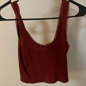 Red Lace Crop Tank Top